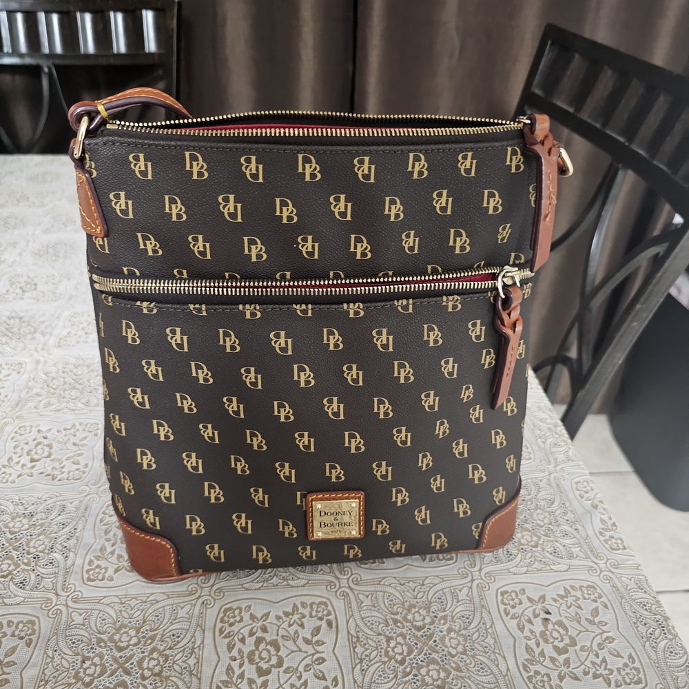 Dooney & Bourke Black and Brown Logo Messenger Bag